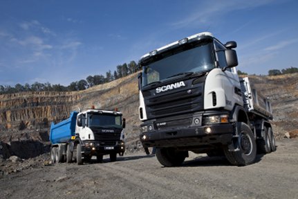 Two Scania of road tippers